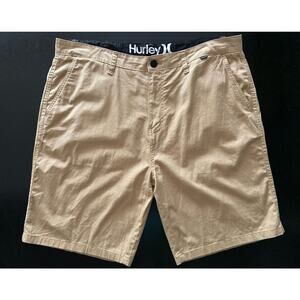 HURLEY Tan Lightweight Cotton Flat Front Shorts sz 38